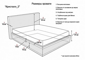 Кровать Кристалл 2 1600х2000 без подъёмного механизма в Южно-Сахалинске - предосмотр 5
