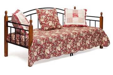 Кровать односпальная LANDLER дерево гевея/металл, 90*200 см (Day bed), красный дуб/черный в Южно-Сахалинске - предосмотр 1