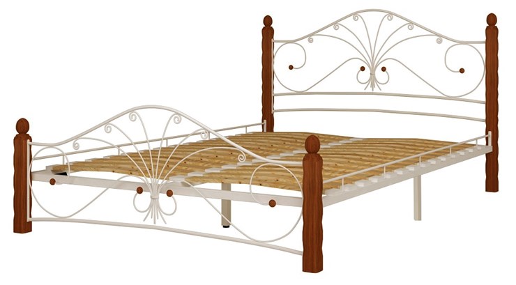 Кровать спальная Фортуна 1, 1600, белый/махагон в Южно-Сахалинске - изображение 1