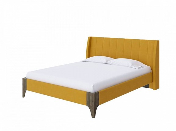 Кровать Henry 200х220 Ткань/Массив (Diva Марсала/Орех) в Южно-Сахалинске - изображение