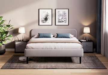 Кровать 2-спальная Hanna 160х200 с основанием (Багама серый) в Южно-Сахалинске - предосмотр 1