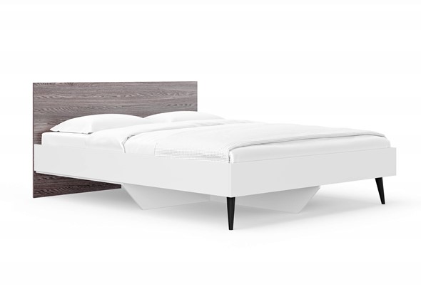 Спальная кровать Ines 140х200, Ясень Анкор (Белый) в Южно-Сахалинске - изображение