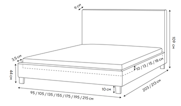 Спальная кровать Lino 140х200, Велюр (Monopoly Прованский синий (792)) в Южно-Сахалинске - предосмотр 1