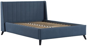 Спальная кровать Мелисса 140, арт. Тори 83 велюр (серо-синий) + кроватное дно в Южно-Сахалинске - предосмотр 2