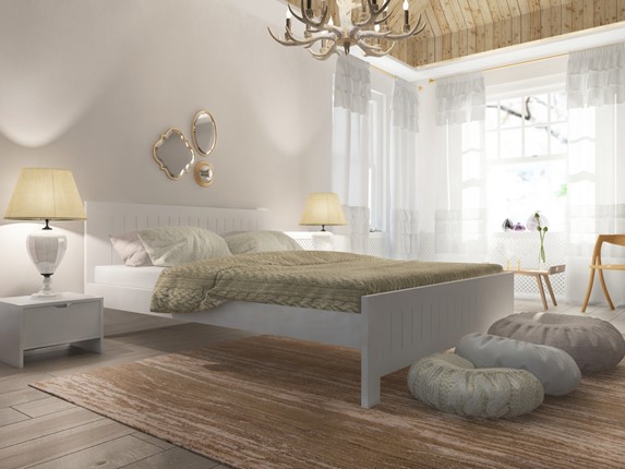 Кровать спальная Vesna Line 3 160х200, сосна (Белая эмаль) в Южно-Сахалинске - изображение