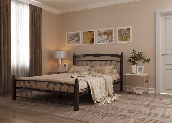 Спальная кровать Муза 1, 1400, черный/шоколад в Южно-Сахалинске - изображение