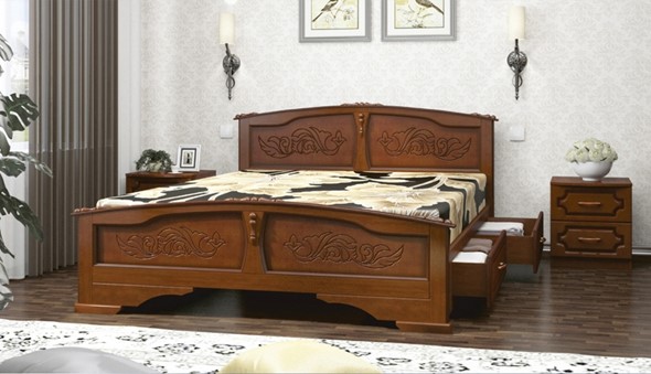 Кровать с выкатными ящиками Елена (Орех) 120х200 в Южно-Сахалинске - изображение