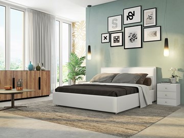 Кровать спальная Нэнси 160х200 с основанием, Ideal 301.кож.зам в Южно-Сахалинске