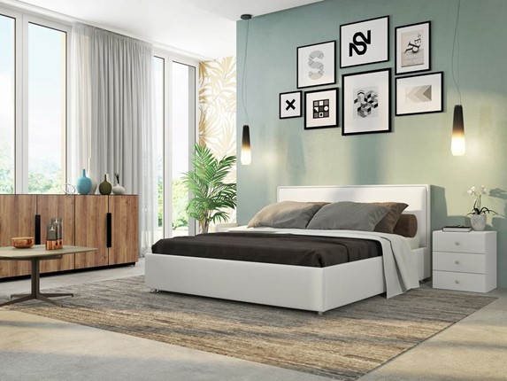Двуспальная кровать Нэнси 180х200 с основанием, Ideal 301.кож.зам в Южно-Сахалинске - изображение