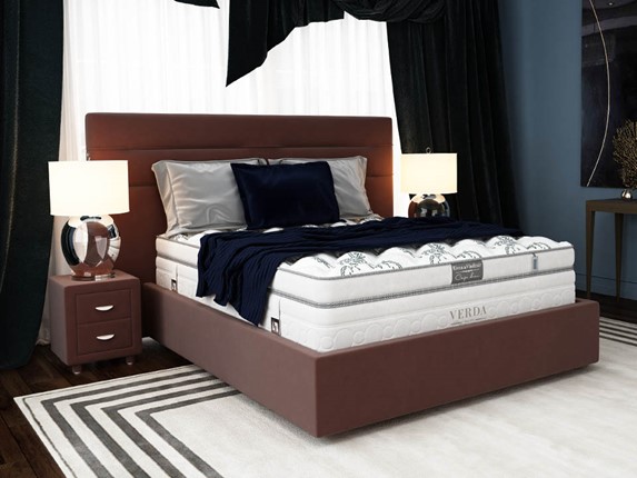 Двуспальная кровать Modern/Island M 180х200, Флок (Велсофт Спелая слива) в Южно-Сахалинске - изображение