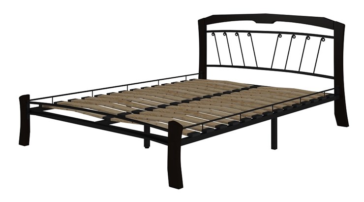 Кровать 2-спальная Муза 4 Лайт, 1600, черный/шоколад в Южно-Сахалинске - изображение 1
