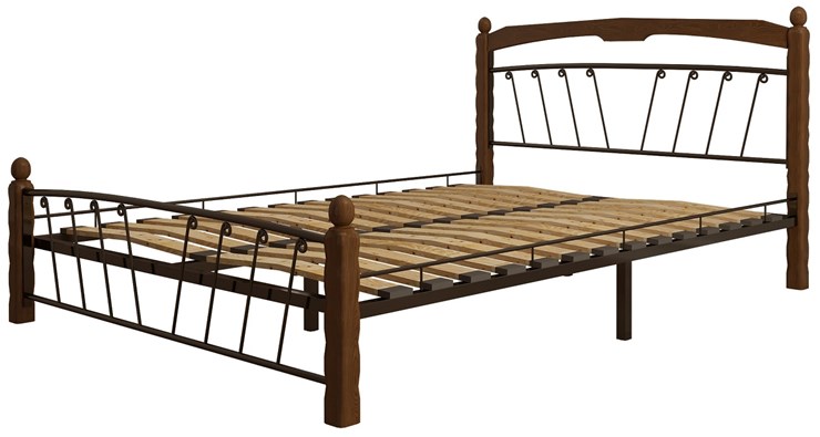 Кровать Муза 1, 1600, черный/махагон в Южно-Сахалинске - изображение 1