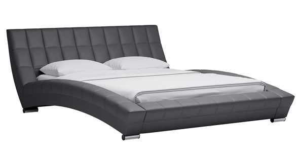 Кровать в спальню Оливия 160 арт. Марика 485 к/з (серый) с основанием в Южно-Сахалинске - изображение