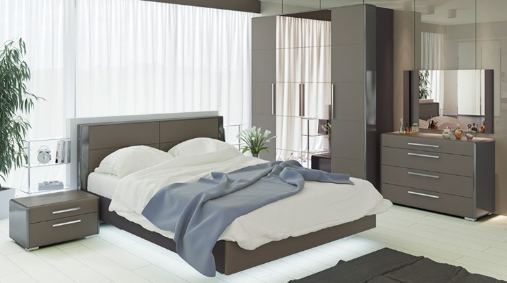 Гарнитур спальный Наоми №3, цвет Фон серый, Джут в Южно-Сахалинске - изображение