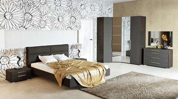 Модульная спальня Наоми №1, цвет Фон серый, Джут в Южно-Сахалинске - изображение