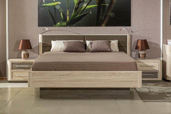 Модульная спальня Бруна базовый набор, Сономе эйч светлая/Сономе эйч темная в Южно-Сахалинске - изображение