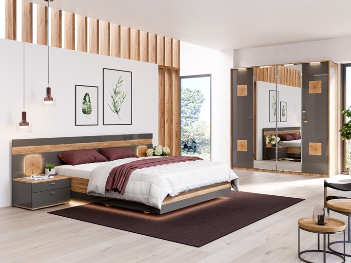 Модульная спальня Фиджи №11, Дуб золотой/Антрацит в Южно-Сахалинске - изображение