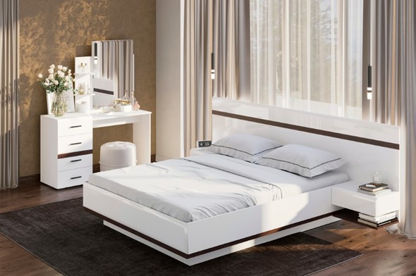 Гарнитур спальный Соло, белый/белый глянец/венге в Южно-Сахалинске - изображение
