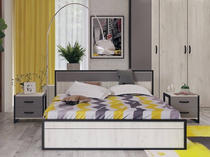 Модульная спальня Техно №3 Дуб крафт белый/Серый шифер в Южно-Сахалинске - изображение