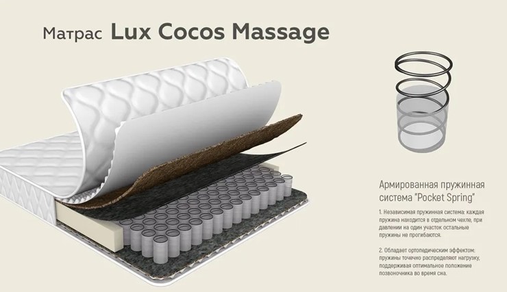 Матрас Lux Cocos Massage 24 в Южно-Сахалинске - изображение 4