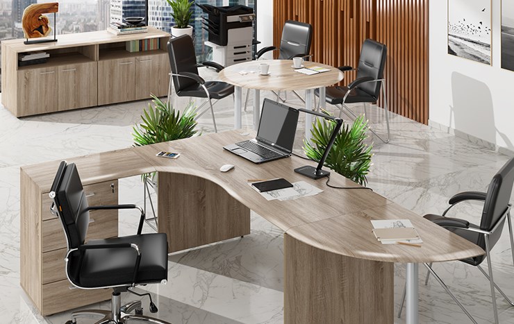 Офисный комплект мебели Wave 2, рабочий стол и конференц-стол в Южно-Сахалинске - изображение