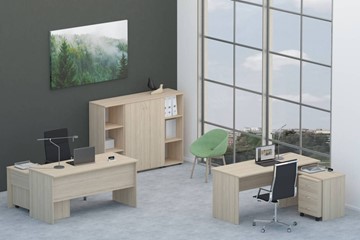 Комплект офисной мебели Twin для 2 сотрудников со шкафом для документов в Южно-Сахалинске - предосмотр