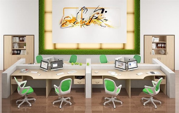 Офисный комплект мебели SIMPLE с эргономичными столами и шкафом в Южно-Сахалинске - изображение