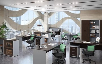 Офисный комплект мебели IMAGO четыре рабочих места, стол для переговоров в Южно-Сахалинске - предосмотр