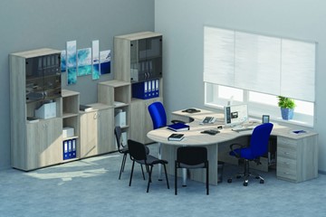Мебель для персонала Twin для 2 сотрудников с совмещенными столами в Южно-Сахалинске - предосмотр