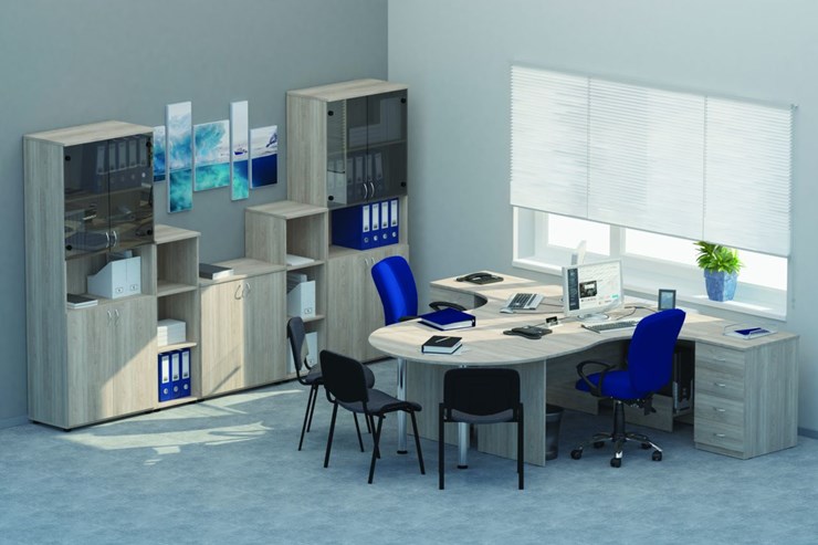 Мебель для персонала Twin для 2 сотрудников с совмещенными столами в Южно-Сахалинске - изображение