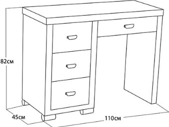 Косметический стол OrmaSoft 2, 4 ящика, левый, экокожа черная в Южно-Сахалинске - предосмотр 1