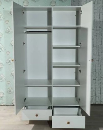 Детский шкаф двухстворчатый Нордик с 2 ящиками и перегородкой в Южно-Сахалинске - изображение 1