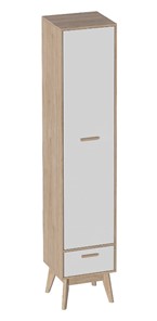 Детский шкаф одностворчатый Калгари, Дуб натуральный светлый/Белый матовый в Южно-Сахалинске - предосмотр