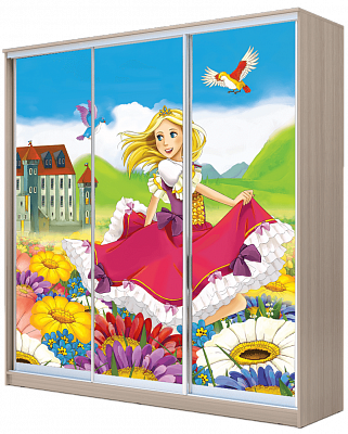 Шкаф 3-дверный ХИТ 22-4-18-777-11, Принцесса шимо светлый в Южно-Сахалинске - изображение