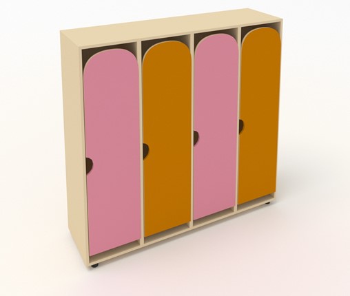 Шкаф детский ШГ4У Беж+Оранжевый+Розовый в Южно-Сахалинске - изображение