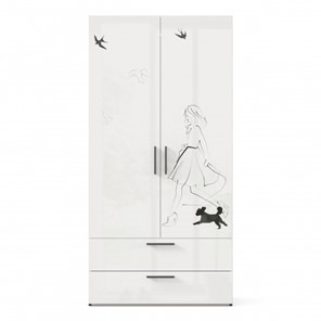 Шкаф 2х-дверный комбинированный Джоли ЛД 535.040, Серый шелк в Южно-Сахалинске - предосмотр 1