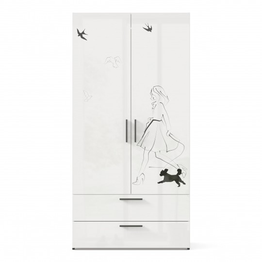 Шкаф 2х-дверный комбинированный Джоли ЛД 535.040, Серый шелк в Южно-Сахалинске - изображение 1