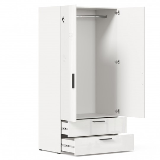 Шкаф 2х-дверный комбинированный Джоли ЛД 535.040, Серый шелк в Южно-Сахалинске - изображение 2