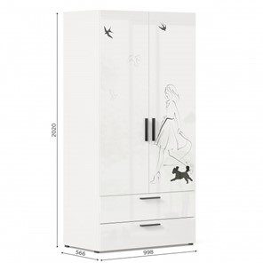 Шкаф 2х-дверный комбинированный Джоли ЛД 535.040, Серый шелк в Южно-Сахалинске - предосмотр 3