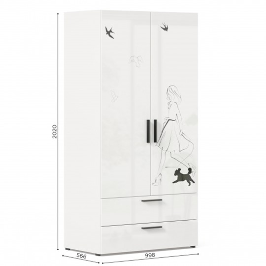Шкаф 2х-дверный комбинированный Джоли ЛД 535.040, Серый шелк в Южно-Сахалинске - изображение 3