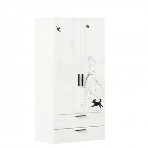Шкаф 2х-дверный комбинированный Джоли ЛД 535.040, Серый шелк в Южно-Сахалинске - предосмотр