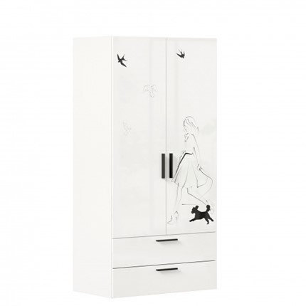 Шкаф 2х-дверный комбинированный Джоли ЛД 535.040, Серый шелк в Южно-Сахалинске - изображение