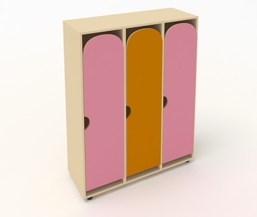 Распашной шкаф ШГ3 Беж+Розовый+Оранжевый в Южно-Сахалинске - изображение