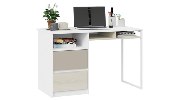 Письменный стол Сканди СМ-386.15.02-20 (Дуб Гарден, Белая, Глиняный серый) в Южно-Сахалинске - изображение
