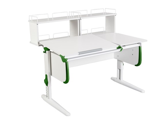 Детский стол-трансформер 1/75-40 (СУТ.25) + Polka_zz 1/600 (2 шт.)  белый/белый/Зеленый в Южно-Сахалинске - изображение