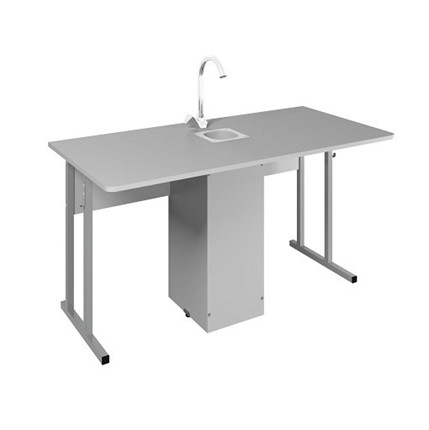 Детский стол 2-местный для кабинета химии Стандарт 5, Пластик Серый/Светло-серый в Южно-Сахалинске - изображение