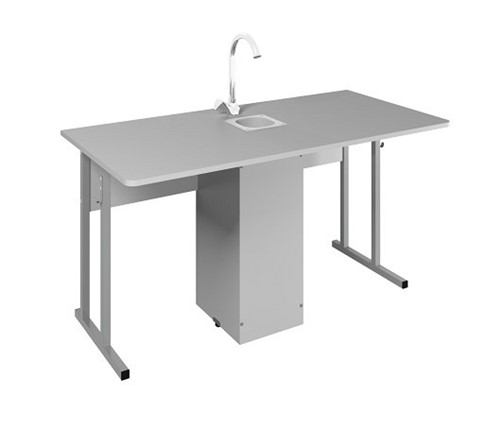 Детский стол 2-местный для кабинета химии Стандарт 7, Пластик Серый/Светло-серый в Южно-Сахалинске - изображение