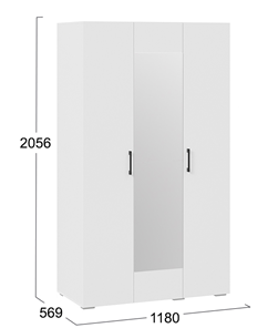 Шкаф распашной 3-х дверный с зеркалом Нео (Белый) в Южно-Сахалинске - предосмотр 5