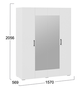 Шкаф распашной 4-х дверный с зеркалом Нео (Белый) в Южно-Сахалинске - предосмотр 5