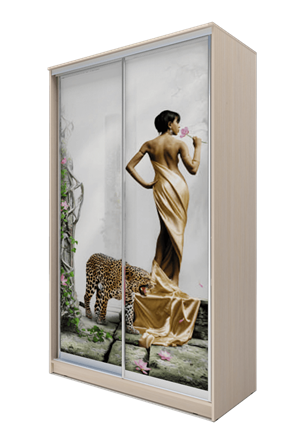 Шкаф 2200х1682х620, Девушка с леопардом ХИТ 22-17-77-03 Дуб Млечный в Южно-Сахалинске - изображение